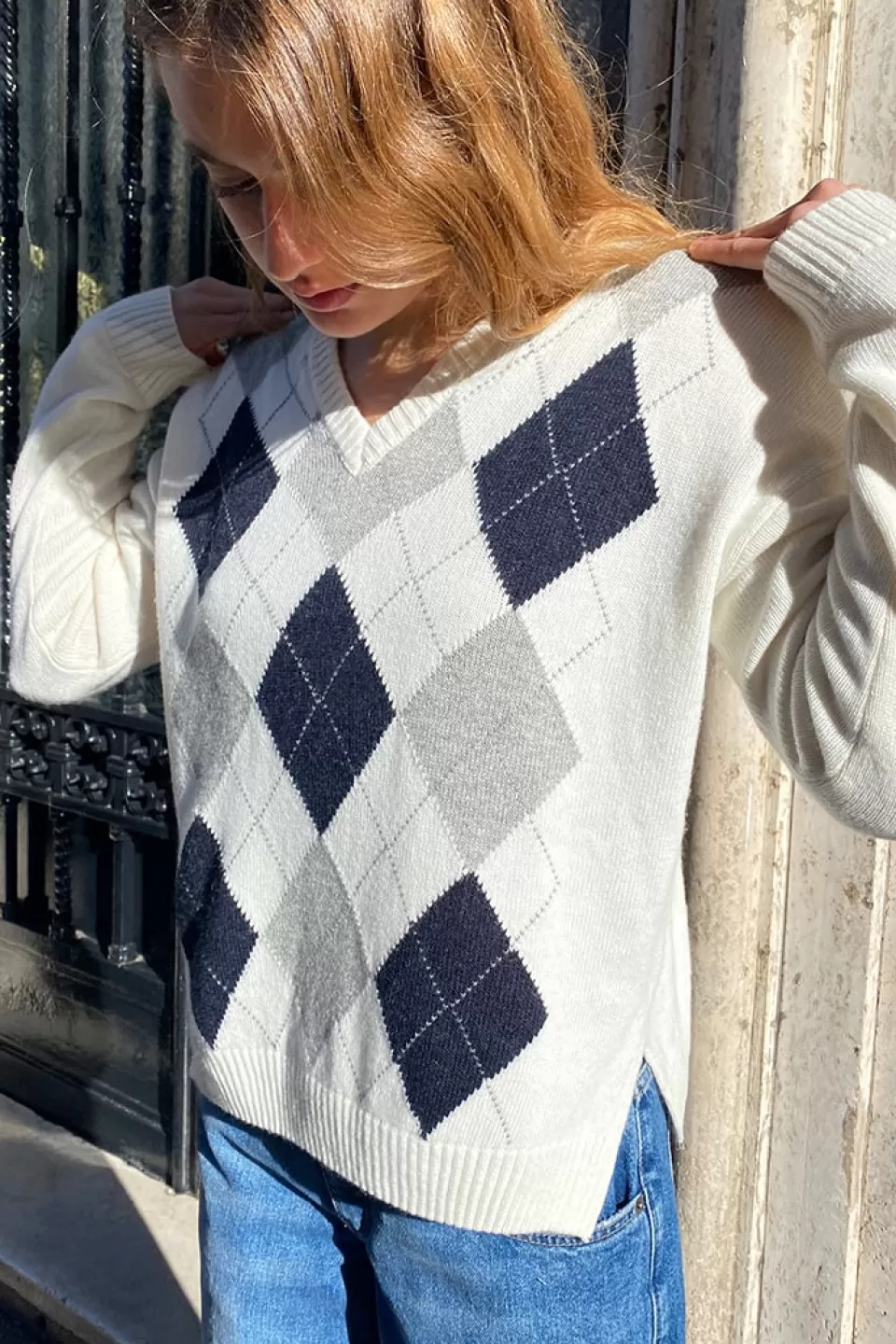 Subdued Maglione spacchetti rombi